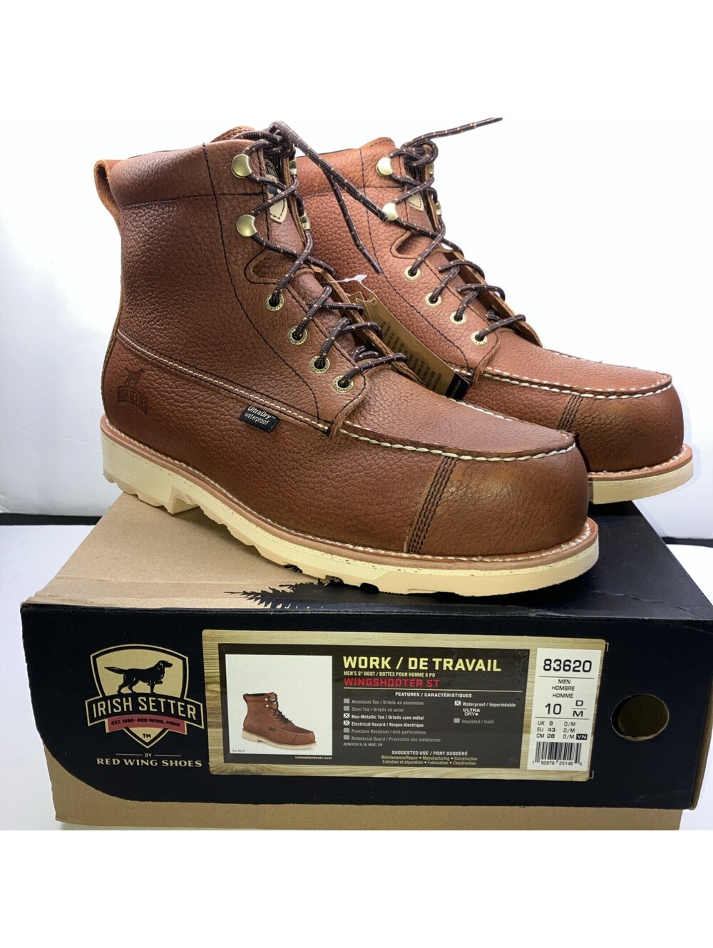 IRISH SETTER By Red Wing WINGSHOOTER Men's Waterproof Non-metallic Toe Sz 10 NEW